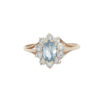 Classic 9ct Gold Blue Topaz and Cubic Zirconia Cluster Ring