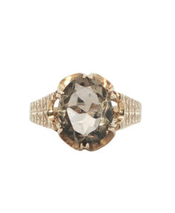 Vintage 9ct Yellow Gold Smoky Quartz Ring dated 1978