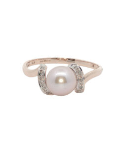 9ct Rose Gold Pearl and Diamond Ring