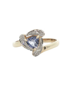 9ct Yellow Gold Tanzanite and Diamond Cluster Ring