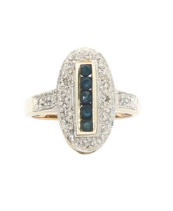 9ct Gold Sapphire and  Diamond Cluster Ring