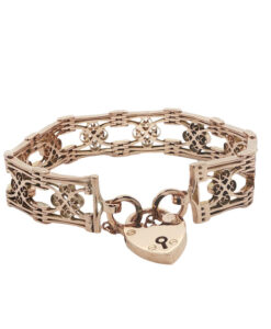 Antique 9ct Rose Gold Gate Bracelet with Heart Padlock