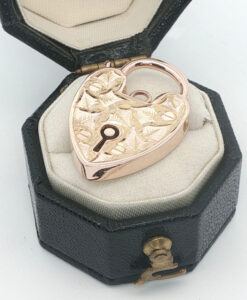 Antique 9ct Rose Gold Heart Padlock