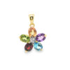 9ct Gold Rainbow Gemstone Cluster Pendant with Diamond