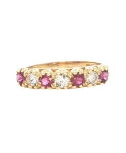 Vintage 18ct Gold Diamond and Ruby Band Ring
