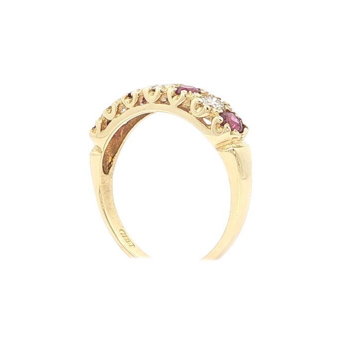 Vintage 18ct Gold Diamond and Ruby Band Ring - Image 4