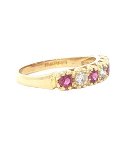 Alternative view of Vintage 18ct Gold Diamond and Ruby Band Ring