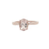 10ct rose gold ring with oval-cut morganite gemstone, front view.
