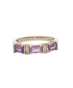 9ct Gold Amethyst & Diamond Band Ring