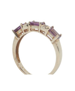 Alternative view of 9ct Gold Amethyst & Diamond Band Ring