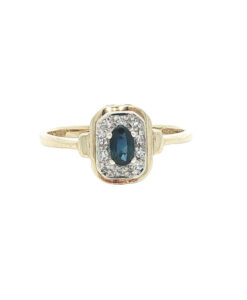 Vintage 9ct Gold Sapphire and Diamond Cluster Ring