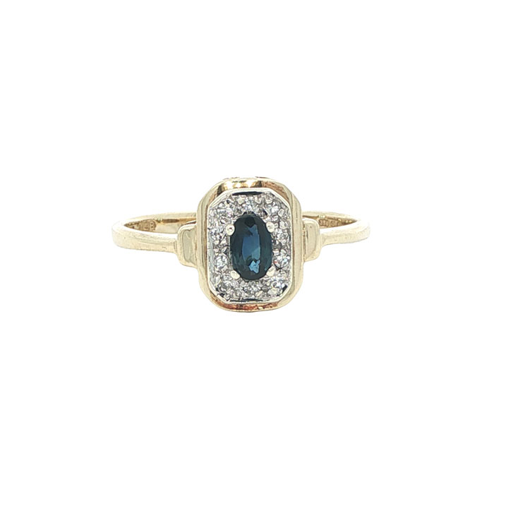 Vintage 9ct Gold Sapphire and Diamond Cluster Ring