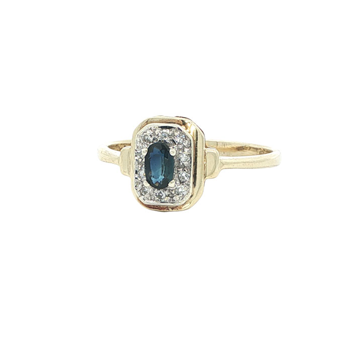 Vintage 9ct Gold Sapphire and Diamond Cluster Ring - Image 4