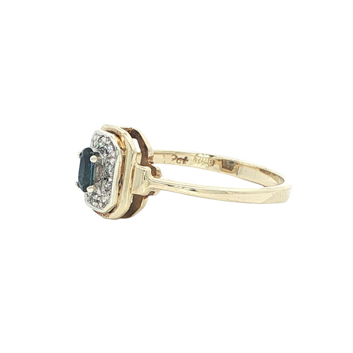Vintage 9ct Gold Sapphire and Diamond Cluster Ring - Image 3