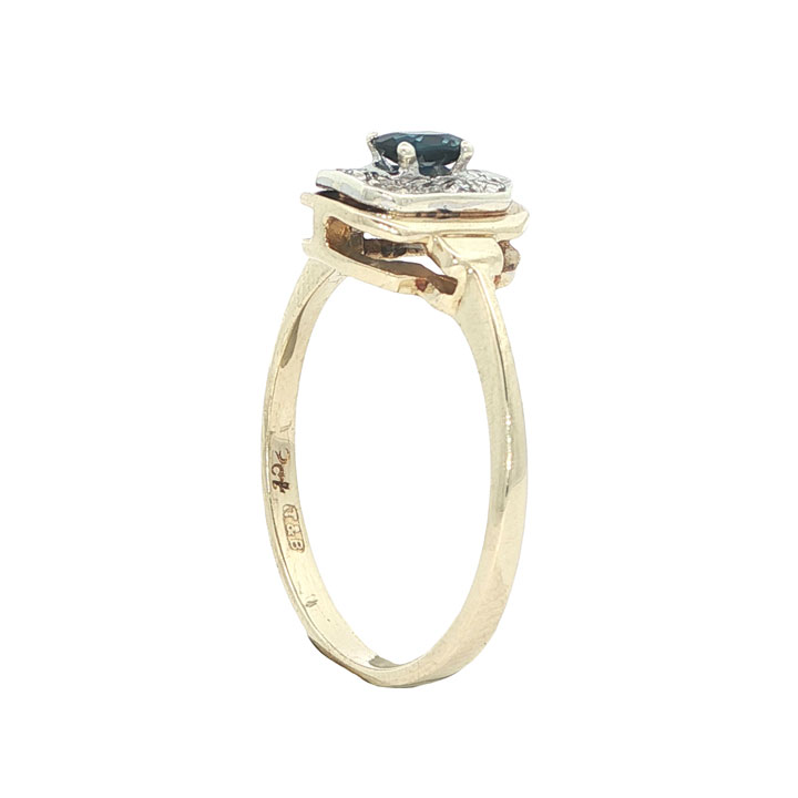 Vintage 9ct Gold Sapphire and Diamond Cluster Ring - Image 2