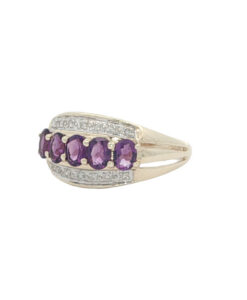 Alternative view of 9ct Gold Amethyst & Diamond Band Ring