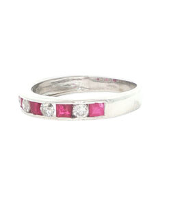 Alternative view of 9ct White Gold Diamond and Ruby Band Ring