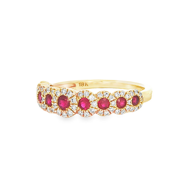 18ct Yellow Gold Diamond and Ruby Band Ring - Image 4
