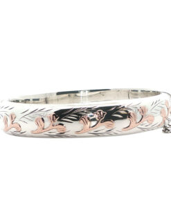 Vintage Sterling Silver and 9ct Gold Tulip Bangle – Birmingham 1976