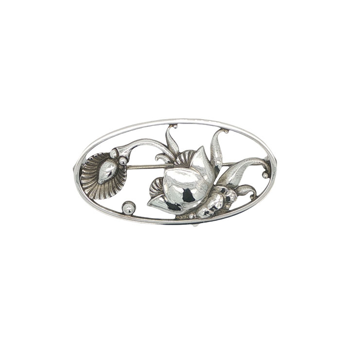 Georg Jensen Vintage Sterling Silver Cactus Brooch #274 by Gundorph Albertus (c.1935–1942)
