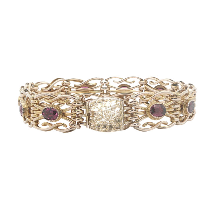 Antique 9ct Rose Gold Almandine Garnet Bracelet, c.1910 - Image 2