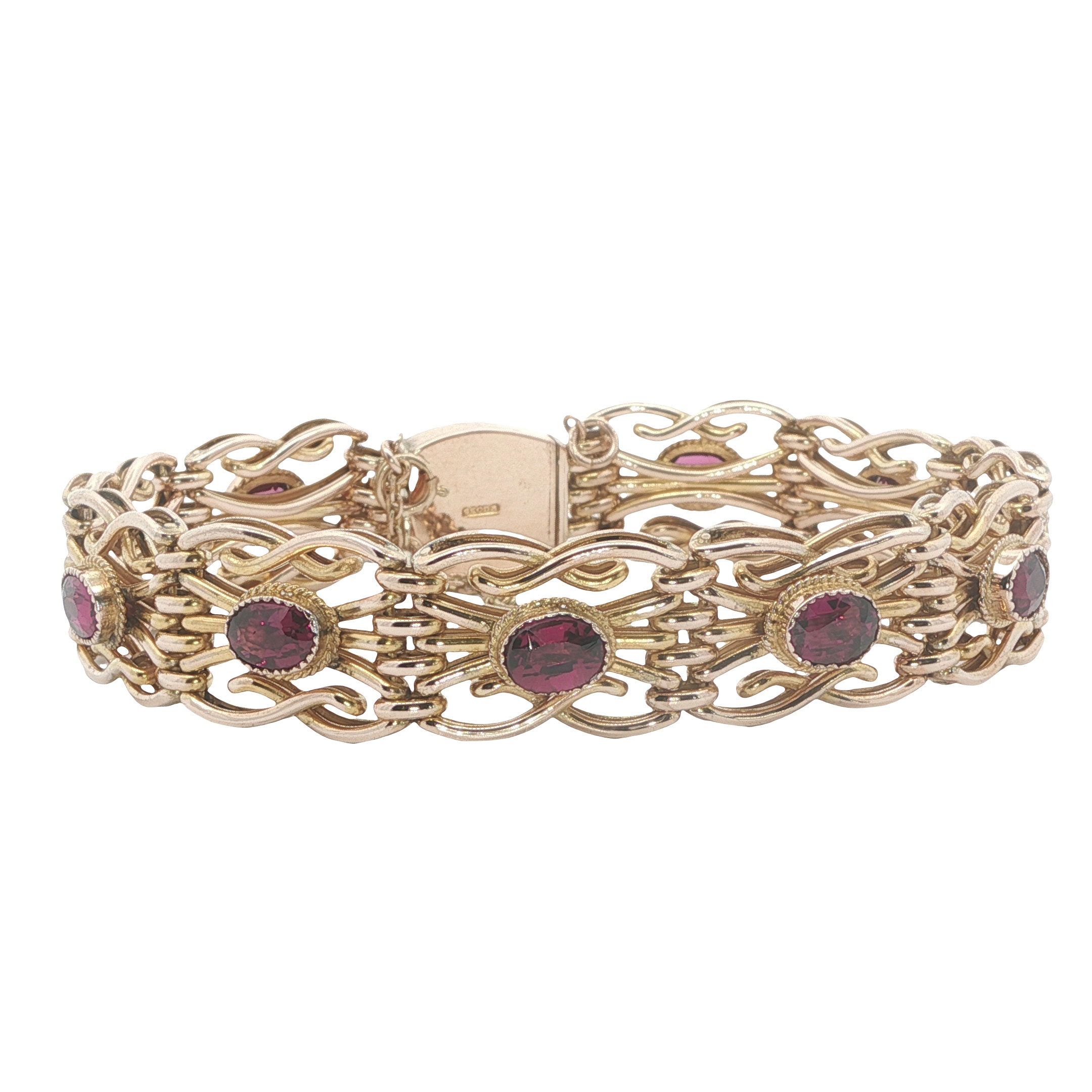 Antique 9ct Rose Gold Almandine Garnet Bracelet, c.1910