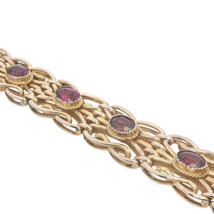 Antique 9ct Rose Gold Almandine Garnet Bracelet, c.1910 - Image 5