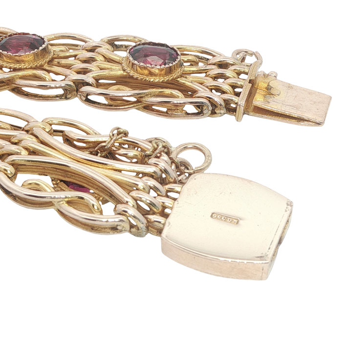 Antique 9ct Rose Gold Almandine Garnet Bracelet, c.1910 - Image 4