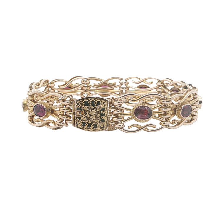 Antique 9ct Rose Gold Almandine Garnet Bracelet, c.1910 - Image 3