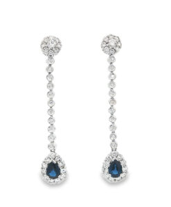18ct White Gold Diamond & Sapphire Drop Earrings