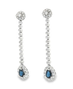 Alternative view of 18ct White Gold Diamond & Sapphire Drop Earrings