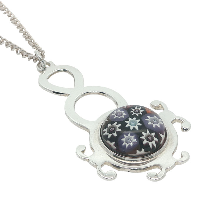 Vintage 1977 Caithness Jewellery Sterling Silver Pendant with Millefiori Glass - Image 4