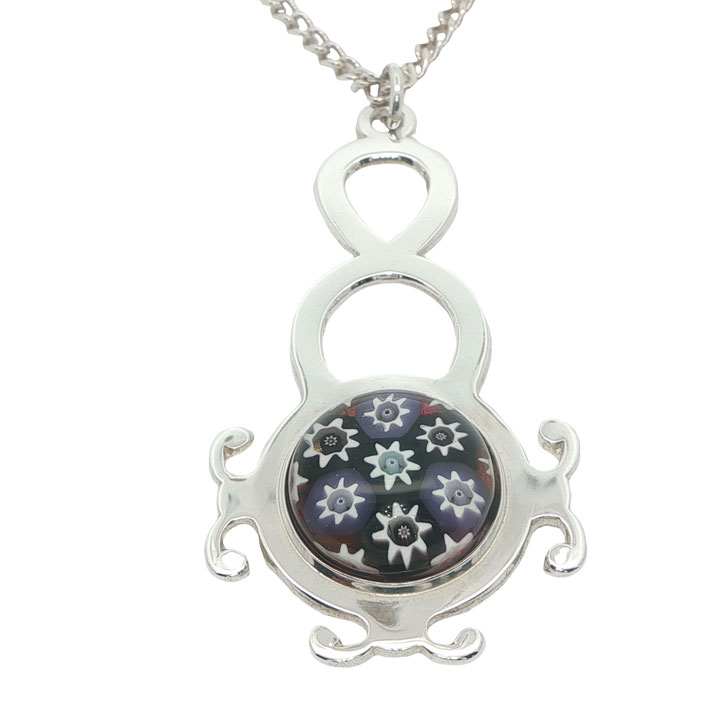Vintage 1977 Caithness Jewellery Sterling Silver Pendant with Millefiori Glass - Image 2