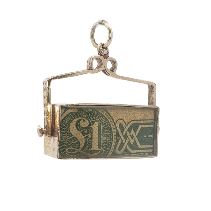 Vintage 9ct Gold Spinner Fob with £1 Note – Dublin, 1978