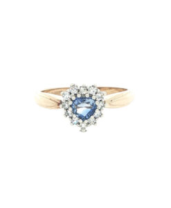 Vintage 9ct Gold Diamond and Sapphire Heart Cluster Ring
