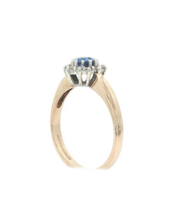 Vintage 9ct Gold Diamond and Sapphire Heart Cluster Ring - Image 2