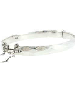 Vintage Sterling Silver Harlequin Design Bangle Bracelet dated 1972 - Image 2