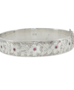 Alternative view of Georg Jensen Vintage Sterling Silver Garnet Daisy Bangle – London 1964