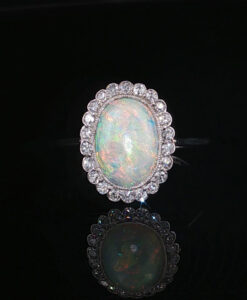 Alternative view of Vintage Opal & Diamond Cluster Ring in 18ct Gold & Platinum | c.1940