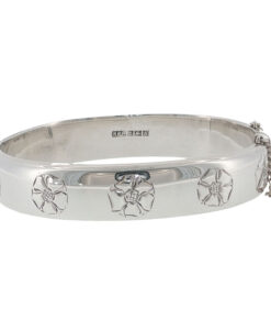 Alternative view of Vintage Sterling Silver Flower Bangle dated 1962
