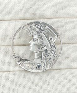 Vintage Sterling Silver Art Nouveau Style Lady Profile Brooch – Birmingham 1988