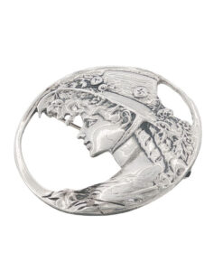 Alternative view of Vintage Sterling Silver Art Nouveau Style Lady Profile Brooch – Birmingham 1988