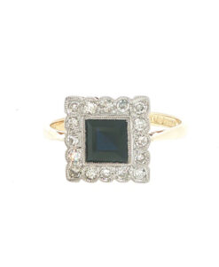 Vintage 18ct Gold Sapphire and Diamond Cluster Ring dated 1965 - Image 2