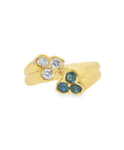 Alternative view of Vintage Kutchinsky Sapphire & Diamond Cluster Ring in 18ct Yellow Gold – London 1976