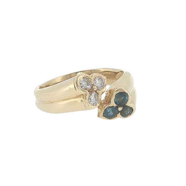 Vintage Kutchinsky Sapphire & Diamond Cluster Ring in 18ct Yellow Gold – London 1976 - Image 6