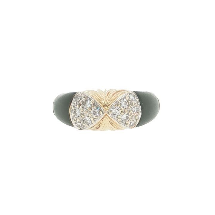 Vintage Kutchinsky 18ct Yellow Gold Diamond & Black Onyx Ring – circa 1975 - Image 2