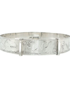 Alternative view of Vintage Sterling Silver Children's Expandable Farmyard Bangle – London 1963