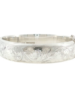 Vintage Sterling Silver Engraved Bangle – Birmingham 1975
