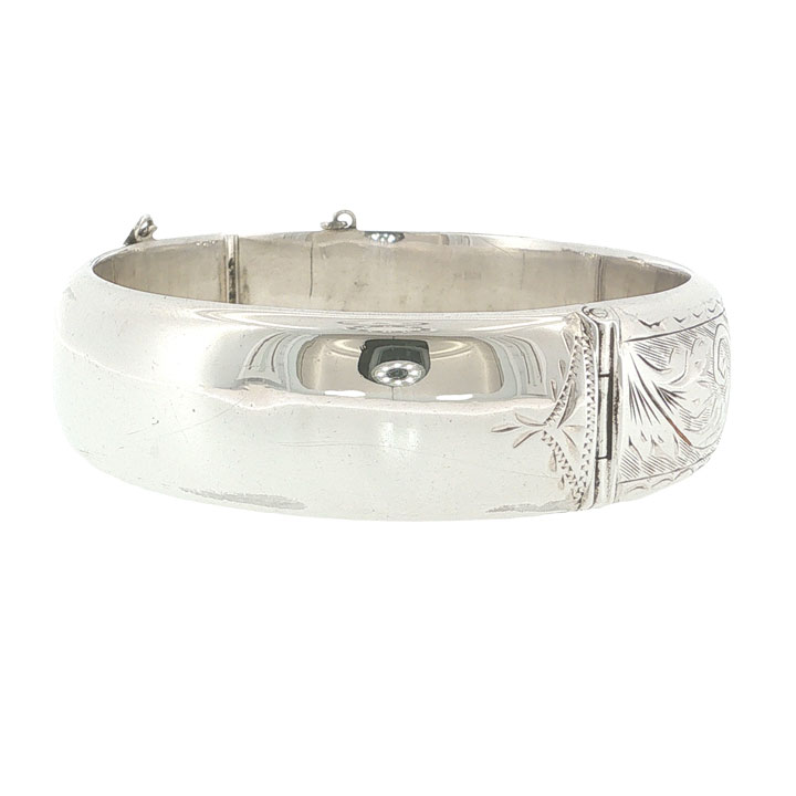 Vintage Sterling Silver Harrods Engraved Bangle – Birmingham 1959 - Image 3