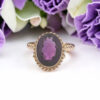 Vintage 9ct Gold Amethyst Cocktail Ring with flowers